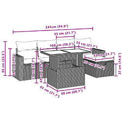 vidaXL Salon de jardin avec coussins 6 pcs beige résine tressée pas cher