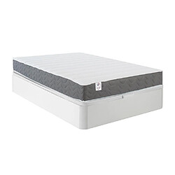 Vente-Unique Ensemble 140 x 190 cm sommier coffre blanc + matelas mousse HD mémoire de forme et tissu 3D respirant ép.18cm - HEAVEN de DREAMEA