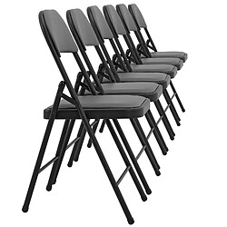 Decoshop26 Lot de 6 chaises de bureau conférence visiteur pliable en synthétique gris et métal noir 03_0005806 