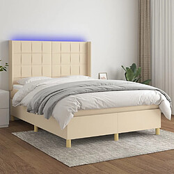 vidaXL Sommier à lattes de lit matelas et LED Crème 140x200 cm Tissu 