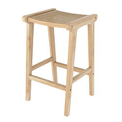 Rendez Vous Deco Tabouret de bar mi-hauteur Omaha en teck et rotin naturel 65 cm 