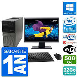 PC Tour Dell 990 Ecran 27" Intel G630 RAM 32Go Disque Dur 500Go Windows 10 Wifi · Occasion 