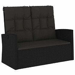 Maison Chic Banc de jardin | Banquette de jardin | Chaise Relax inclinable et coussins noir 118cm résine tressée -MN67114