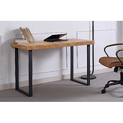 Pegane Table de bureau coloris chêne nordique / pieds noir - Longueur 120 x largeur 60 x hauteur 73 cm