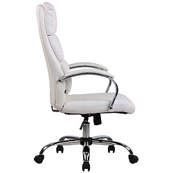 Avis Decoshop26 Fauteuil de bureau mécanisme de bascule coussins de renforcement PVC blanc et métal chromé 10_0002429