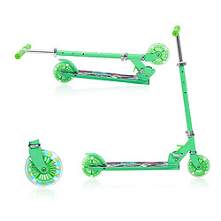 Scooter Pliable et réglable en Hauteur K IKIDO, Kick Scooter pour Enfants et Adolescents,Trottinette Pliable avec 2 Roues Lumineuses, Guidon Ajustable de 3 Niveaux,plateau extra grip en aluminium(Vert)