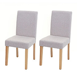 Decoshop26 Lot de 2 chaises de salle à manger en tissu gris pieds en bois massif laqué clairs CDS04461 