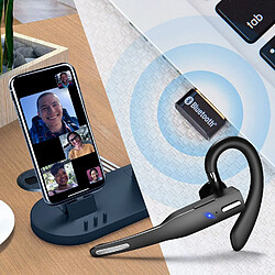 Oreillette Bluetooth pour téléphone portable Casque antibruit avec microphone Oreillette sans fil Oreillette Bluetooth Mains libres Compatible avec IPhone Android pour la conduite de bureau d'affaires pas cher