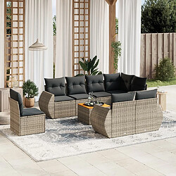 Maison Chic Ensemble Tables et chaises d'extérieur 9 pcs avec coussins,Salon de jardin gris résine tressée -GKD816288