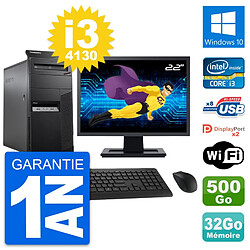 PC Tour Lenovo M83 Ecran 22" Intel i3-4130 RAM 32Go Disque 500Go Windows 10 Wifi · Occasion 