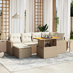 vidaXL Salon de jardin 11 pcs avec coussins beige résine tressée 