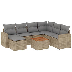 vidaXL Salon de jardin avec coussins 8pcs mélange beige résine tressée