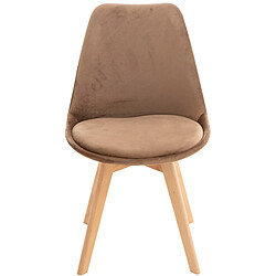 Decoshop26 Lot de 4 chaises de salle à manger design scandinave en tissu velours marron pieds bois clair CDS10381