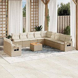 Maison Chic Salon de jardin avec coussins 12 pcs, Ensemble Tables et chaises de jardin, beige résine tressée -GKD295865