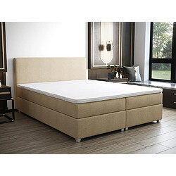 Vente-Unique Ensemble complet boxspring tête de lit + sommier + matelas + surmatelas - 180 x 200 cm - Tissu - Beige - ONAN de YSMÉE 