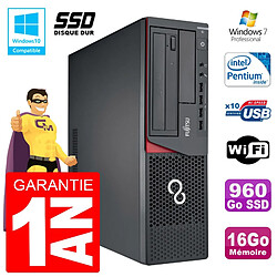 PC Fujitsu Esprimo E720 E85+ SFF G3220 RAM 16Go Disque 960 Go SSD Wifi W7 - Occasion