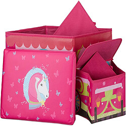 Helloshop26 Tabouret pouf coffre boîte à Jouets pouf enfant pliable rose 13_0002812_2