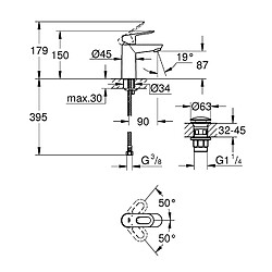 GROHE Start Loop - Robinet de baignoire ? Mitigeur monocommande DN 15 S Size Chromé - 23578000