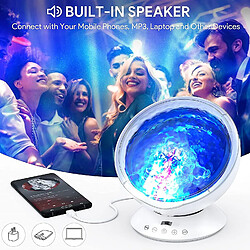 Acheter Universal Projecteur de vagues Lumière de nuit 7 modes Télécommande Projecteur océan LED pour enfants Haut-parleur Lecteur de musique intégré Éclairage de vagues avec Aurora Chambre Salon Fête Noël, (blanc)