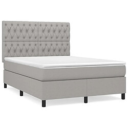 vidaXL Sommier à lattes de lit avec matelas Gris clair 140x200cm Tissu