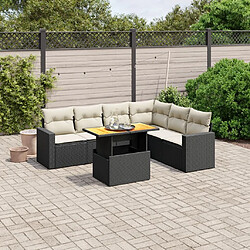 Maison Chic Ensemble Tables et chaises d'extérieur 7pcs avec coussins,Salon de jardin noir résine tressée -GKD869167