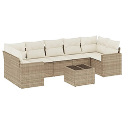 Maison Chic Salon de jardin avec coussins 8 pcs | Ensemble de Table et chaises | Mobilier d'Extérieur beige résine tressée -GKD29592