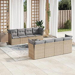 Maison Chic Salon de jardin avec coussins 9 pcs | Ensemble de Table et chaises | Mobilier d'Extérieur beige résine tressée -GKD83372