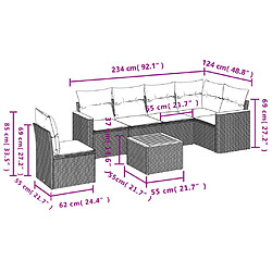 Avis vidaXL Salon de jardin avec coussins 7 pcs gris résine tressée