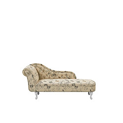 Beliani Chaise longue Chesterfield en tissu imprimé beige côté gauche NIMES