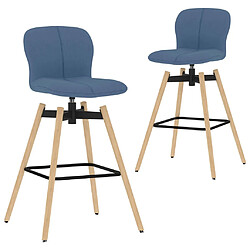 vidaXL Chaises pivotantes de bar lot de 2 bleu tissu 