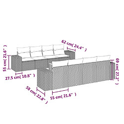 Acheter vidaXL Salon de jardin avec coussins 9 pcs beige résine tressée