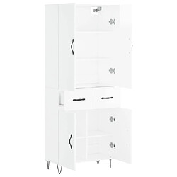 Avis vidaXL Buffet haut Blanc brillant 69,5x34x180 cm Bois d'ingénierie