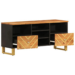 Avis Maison Chic Meuble TV scandinave - Banc TV pour salon marron et noir 100x33,5x46 cm bois massif de manguier -MN25888