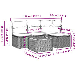 vidaXL Salon de jardin avec coussins 5 pcs beige résine tressée pas cher