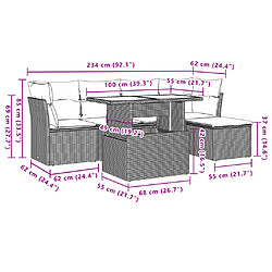 vidaXL Salon de jardin avec coussins 6 pcs marron résine tressée pas cher