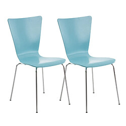 Decoshop26 Lot de 2 chaises de cuisine salle à manger empilable en bois bleu clair et structure stable à quatre pieds en métal 10_0003079 