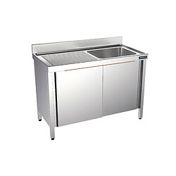 Plonge Inox Grand Capacité 3 Bacs avec Portes Gamme 700 - Distform