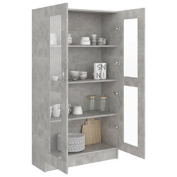 Avis vidaXL Armoire à vitrine Gris béton 82,5x30,5x150 cm Bois d'ingénierie