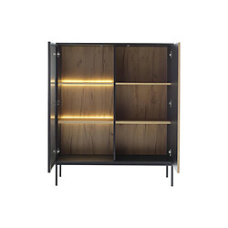 Acheter Vente-Unique Vitrine 2 portes avec LEDs en MDF et verre fumé - Noir et Naturel - OVILA