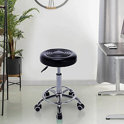 Ahd Amazing Home Design Tabouret à roulettes assise simili cuir pivotant esthéticienne bureau Nabu, Couleur: Noir