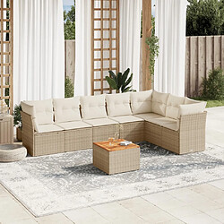 vidaXL Salon de jardin avec coussins 8 pcs beige résine tressée 