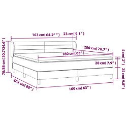 vidaXL Sommier à lattes de lit avec matelas Gris clair 160x200cm Tissu pas cher