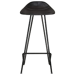 Acheter vidaXL Tabourets de bar lot de 2 noir cuir véritable