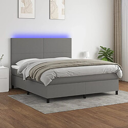 vidaXL Sommier à lattes de lit et matelas et LED Gris foncé 180x200 cm 