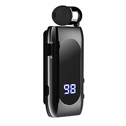 K55 Oreillette Bluetooth Intra-Auriculaire Unique Lavalier Câble Rétractable V5.2 Smart Sports Écouteur Noir