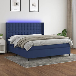 Sommier à lattes,Cadre à lattes de lit pour Adulte matelas et LED Bleu 160x200 cm Tissu -MN22129