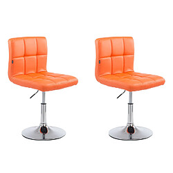 Decoshop26 Lot de 2 chaises de salle à manger style moderne et design en synthétique orange hauteur réglable pivotant pieds en métal 10_CDS10090 