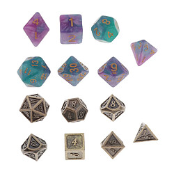 Dés Polyédriques Jeux Dés Jeux Société Dés Métal Set de 14 pcs Dés Polyédriques D4, D6, D8, D10, D10, D12 Et D20 Pour Donjons et Dragons