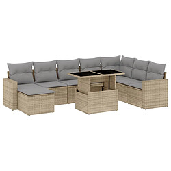 vidaXL Salon de jardin avec coussins 9 pcs beige résine tressée