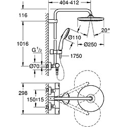 Avis Colonne de douche avec mitigeur thermostatique - Economie d'eau - GROHE Vitalio Start System 250 - Chromé - 26677001